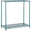 Global Industrial Nexel 2 Tier Wire Shelving Starter Unit, Poly-Green, 30W x 21D x 34H B3050129